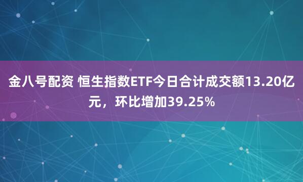 金八号配资 恒生指数ETF今日合计成交额13.20亿元，环比增加39.25%