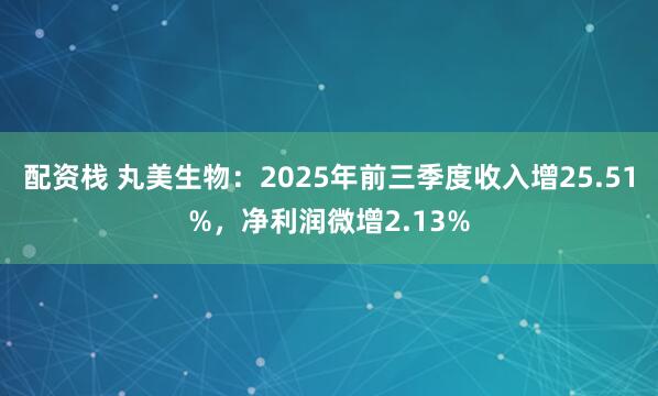 配资栈 丸美生物：2025年前三季度收入增25.51%，净利润微增2.13%
