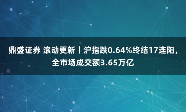 鼎盛证券 滚动更新丨沪指跌0.64%终结17连阳，全市场成交额3.65万亿